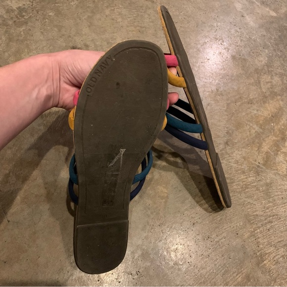 Velvety Color Band Padded Sole Flat Heel Slide Sandals Old Navy Women Size 10 - Picture 9 of 10